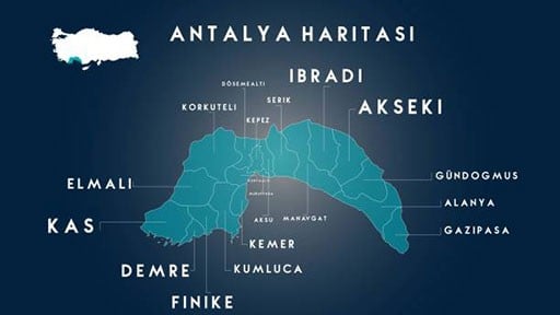 Mapa regionu Antalya