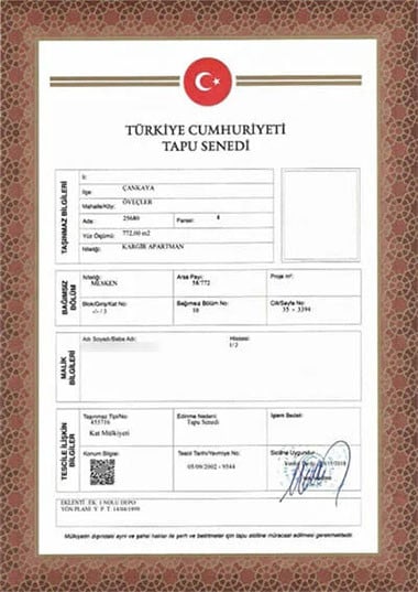 Meaning of the Turkish Title Deed