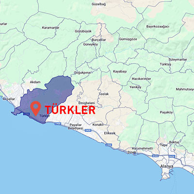 Location of Türkler Neighborhood in Alanya