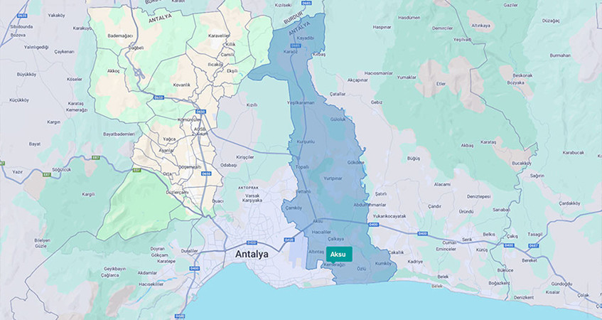 Map view of Aksu, Antalya