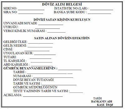 Döviz Alım Belgesi (DAB) in Turkey