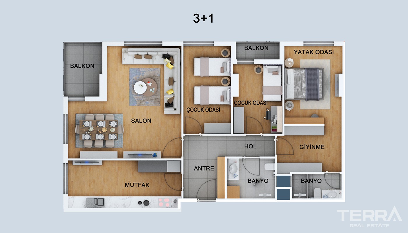 High Class Apartments Close to Social Amenities in Kepez Antalya - 23949