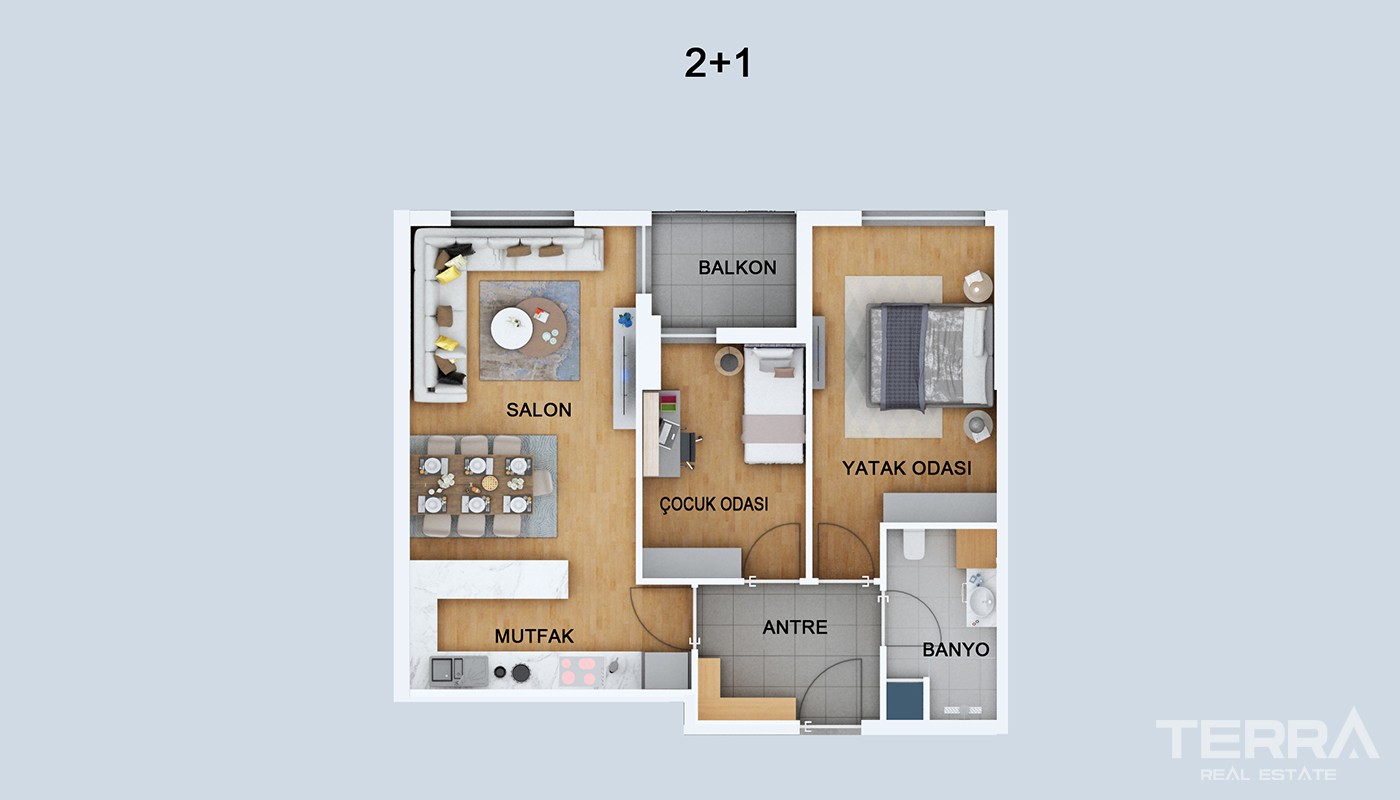 High Class Apartments Close to Social Amenities in Kepez Antalya - 23951