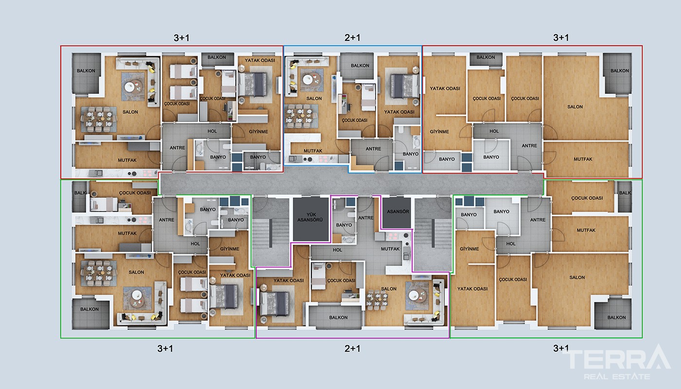 High Class Apartments Close to Social Amenities in Kepez Antalya - 23956