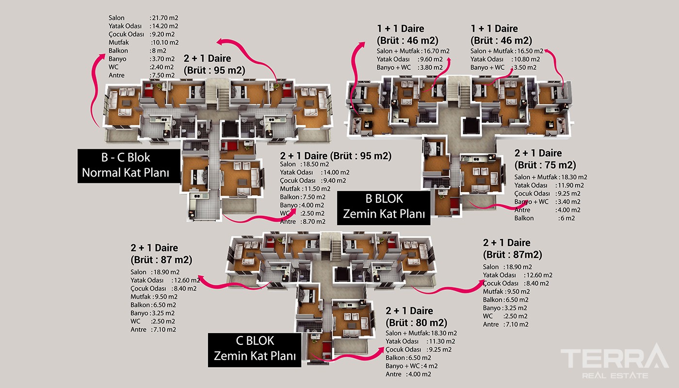 Budget Apartments with Private Hobby Garden in Antalya Kepez - 24284