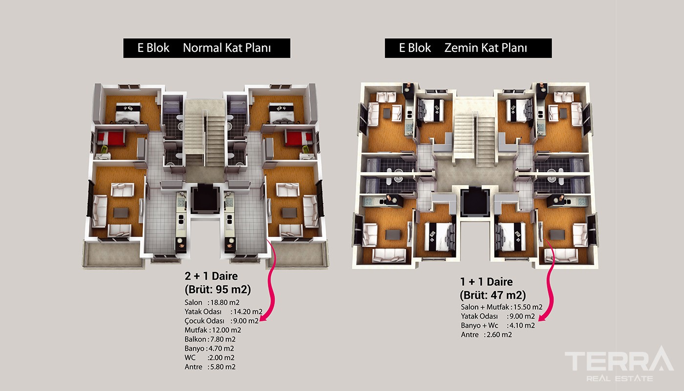 Budget Apartments with Private Hobby Garden in Antalya Kepez - 24285
