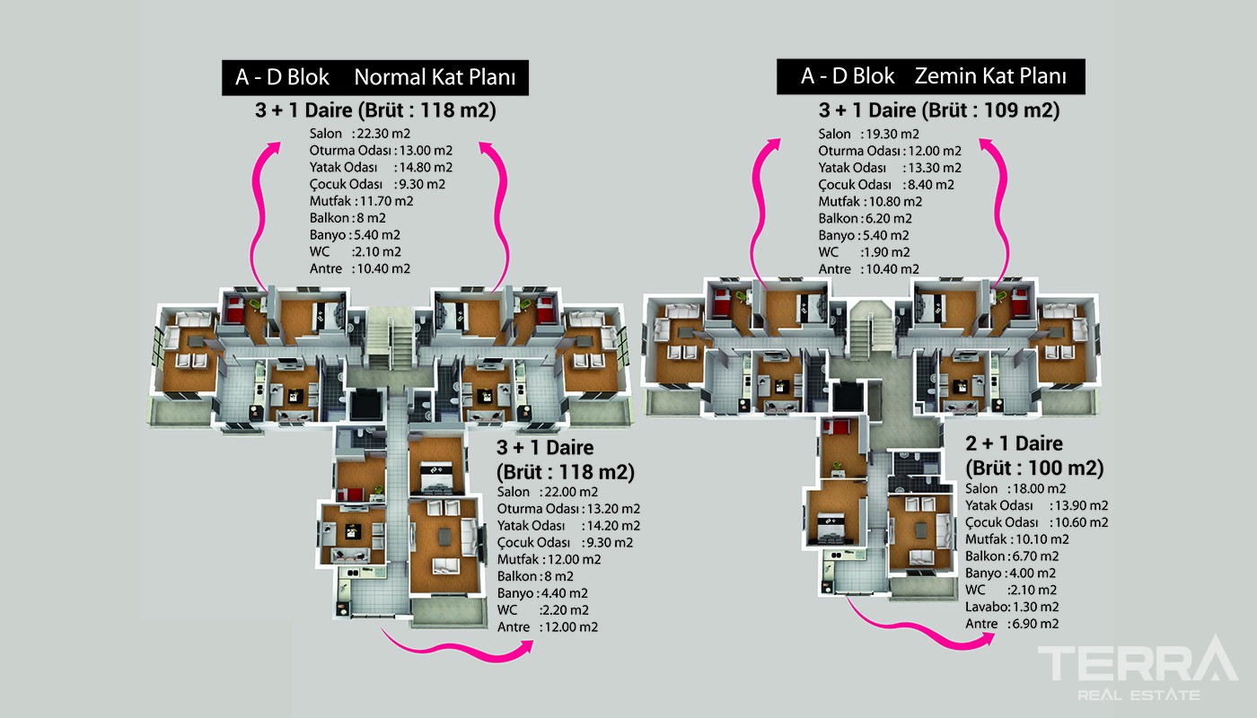 Budget Apartments with Private Hobby Garden in Antalya Kepez - 24287