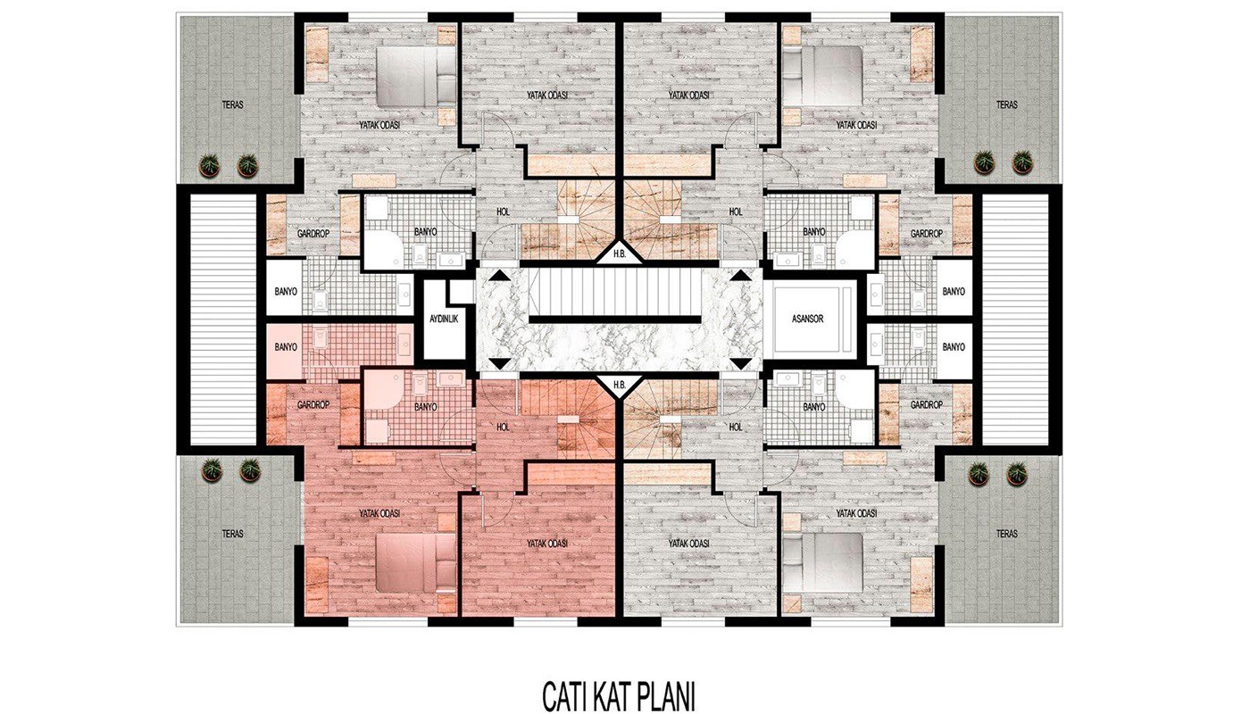 Uniquely-designed Konyaaltı Apartments for Sale 2.5 Km from the Beach - 26222