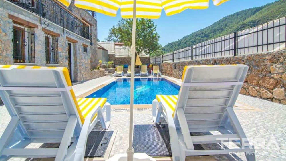 Mountain-view Stonehouse for sale in Fethiye Kayaköy Fully Furnished - 28552