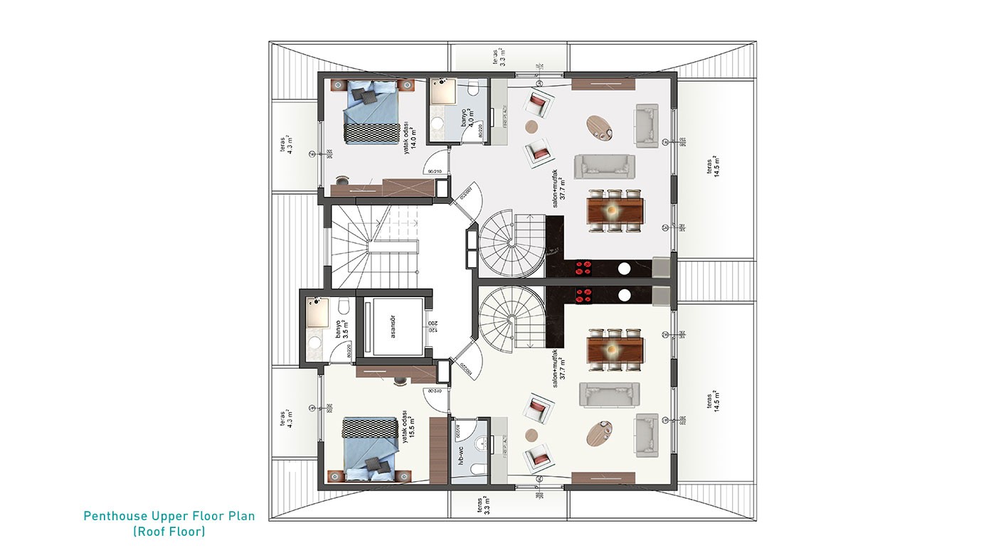 New Apartments in Alanya City Centre Situated Only 150 m to the Beach - 30165