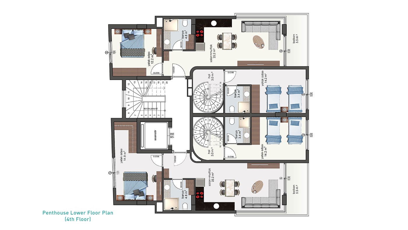 New Apartments in Alanya City Centre Situated Only 150 m to the Beach - 30168