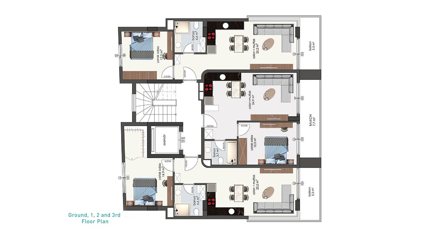 New Apartments in Alanya City Centre Situated Only 150 m to the Beach - 30182