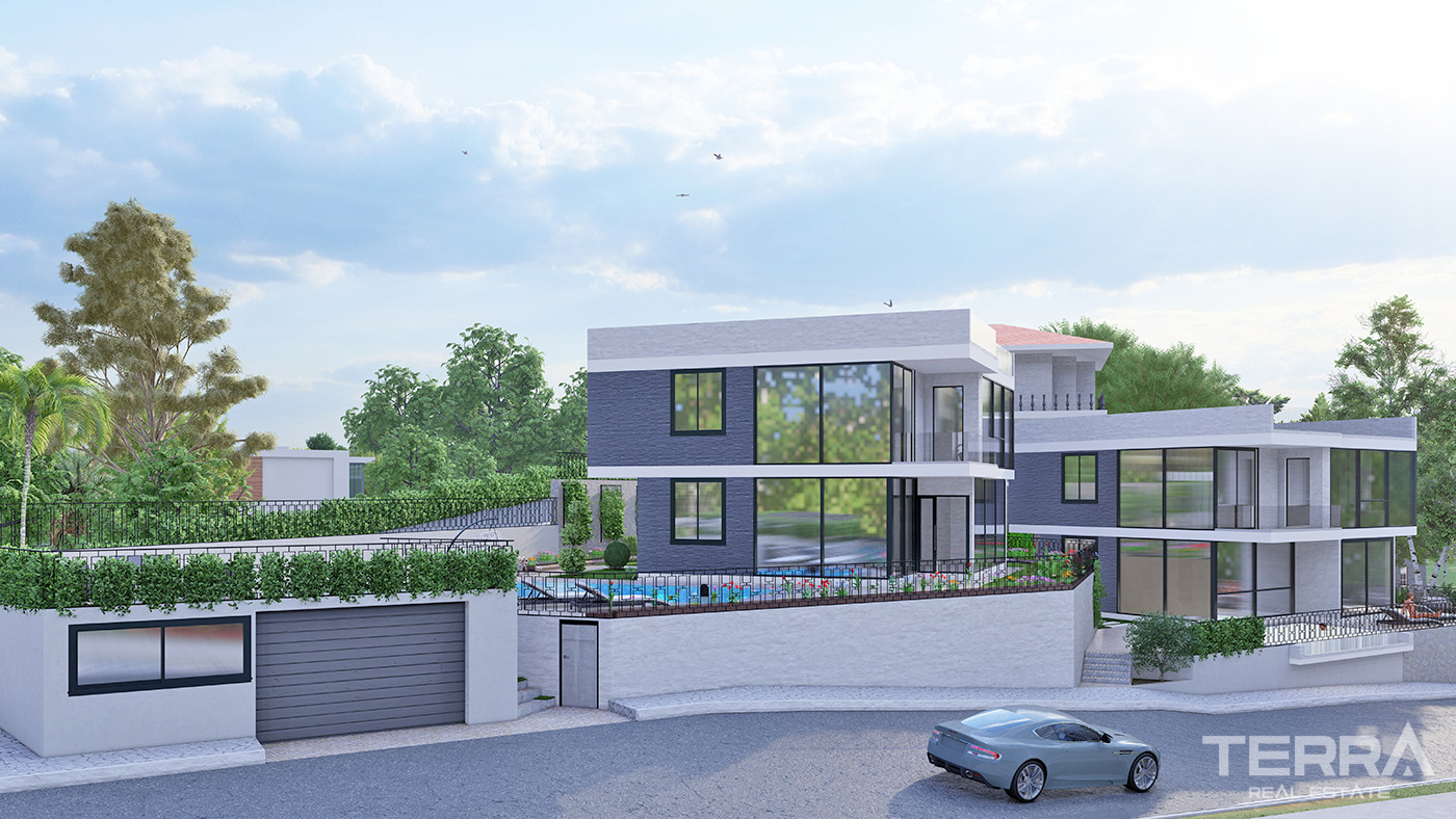 Panoramic Sea View Detached House in Alanya Tepe With Private Pool - 55643