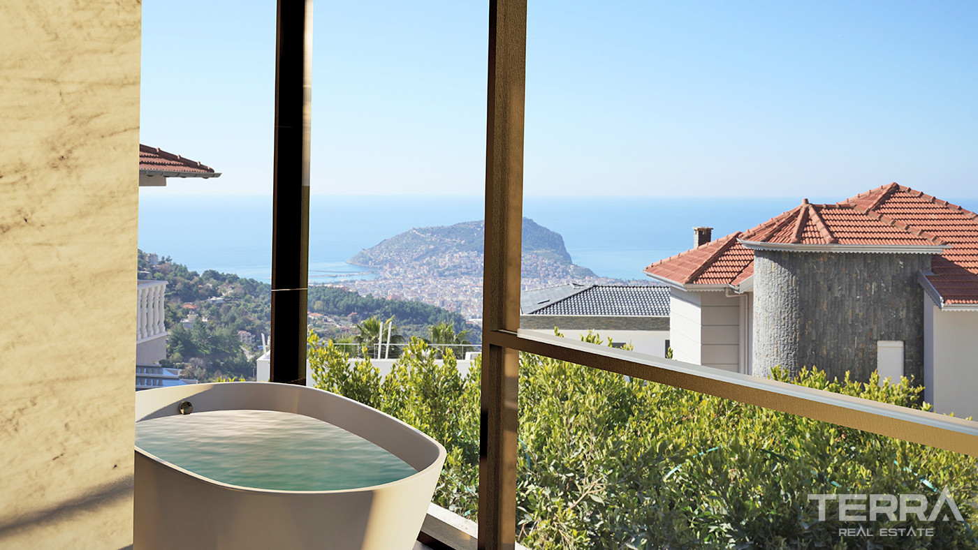 Panoramic Sea View Detached House in Alanya Tepe With Private Pool - 55650