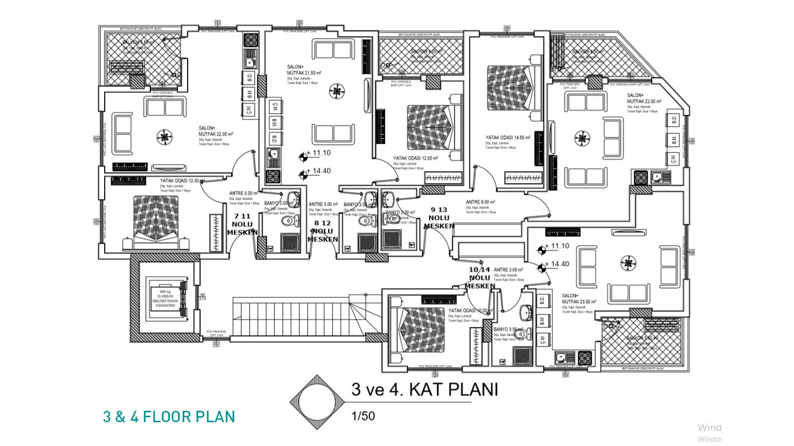 Quality Apartments Only 400 m to the Beach in Mahmutlar Alanya - 32399