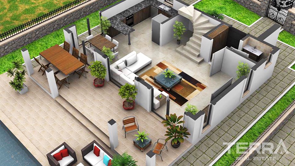 New Villa with Spacious Interiors and Private Pool in Fethiye Ovacık - 35139