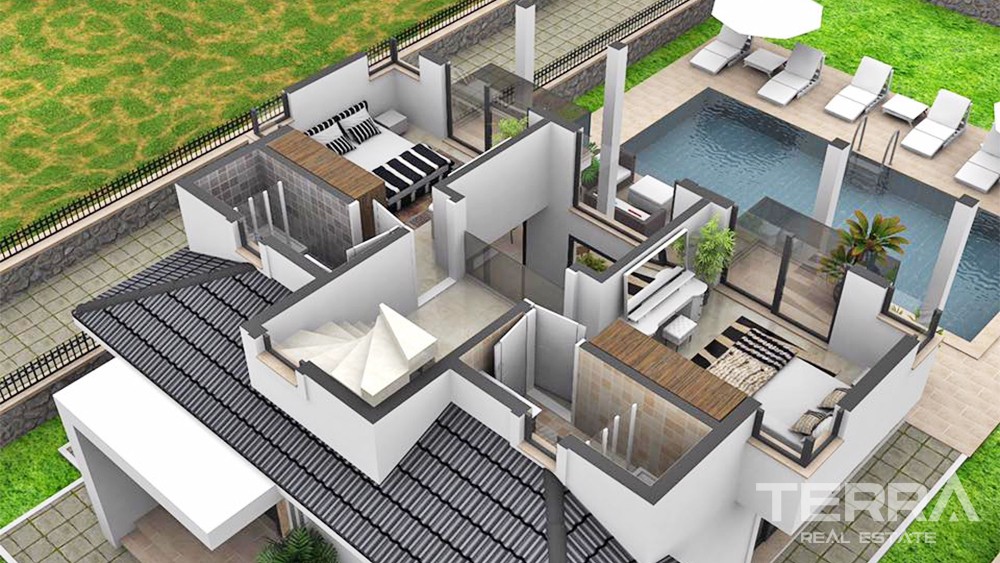 New Villa with Spacious Interiors and Private Pool in Fethiye Ovacık - 35140