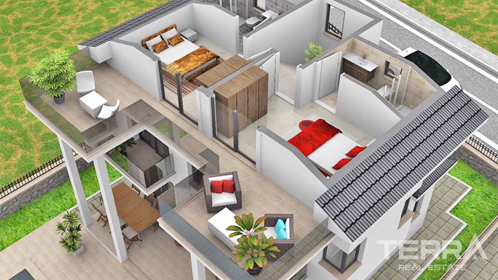 New Villa with Spacious Interiors and Private Pool in Fethiye Ovacık - 35141