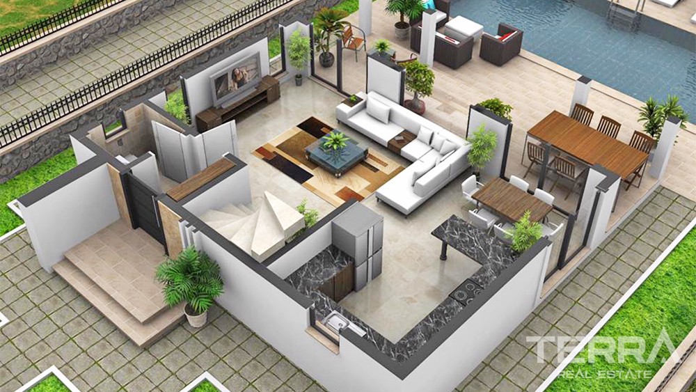 New Villa with Spacious Interiors and Private Pool in Fethiye Ovacık - 35142