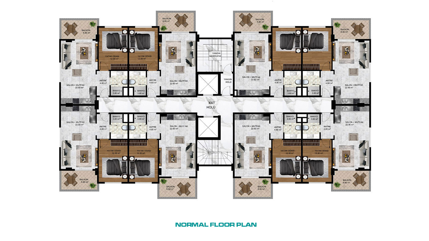Appartements Abordables Proches de la Plage à Alanya Mahmutlar - 62433