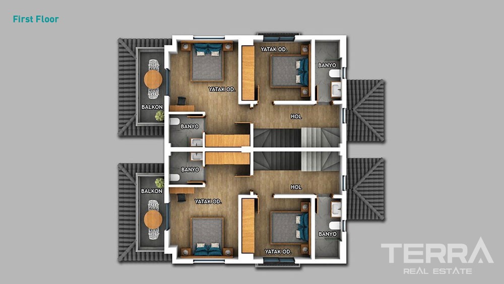 Modern Semi-detached Villa for Sale in Fethiye Center - 36060