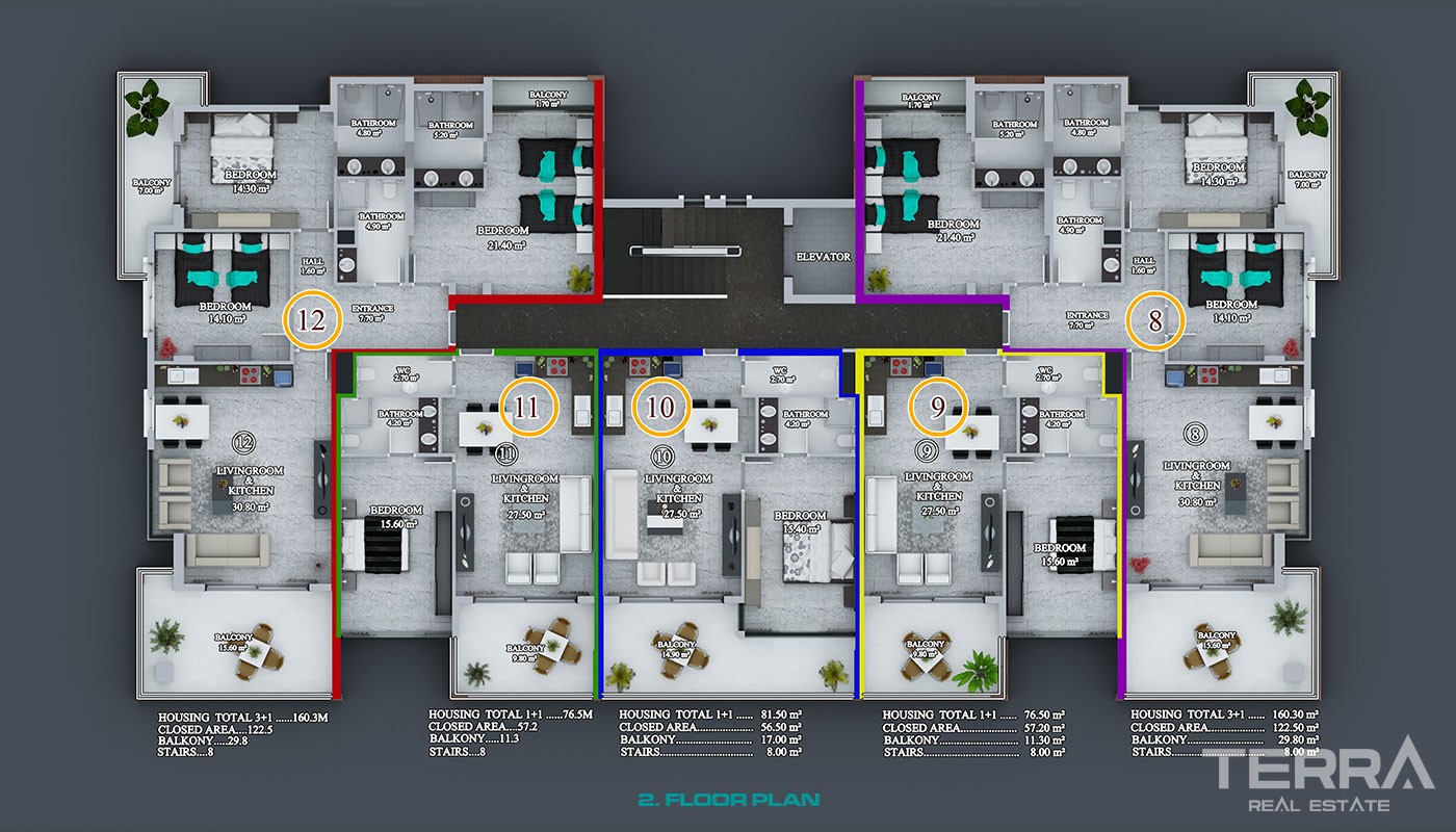 Cozy Residential Complex With Sea View Apartments in Alanya Kestel - 38055