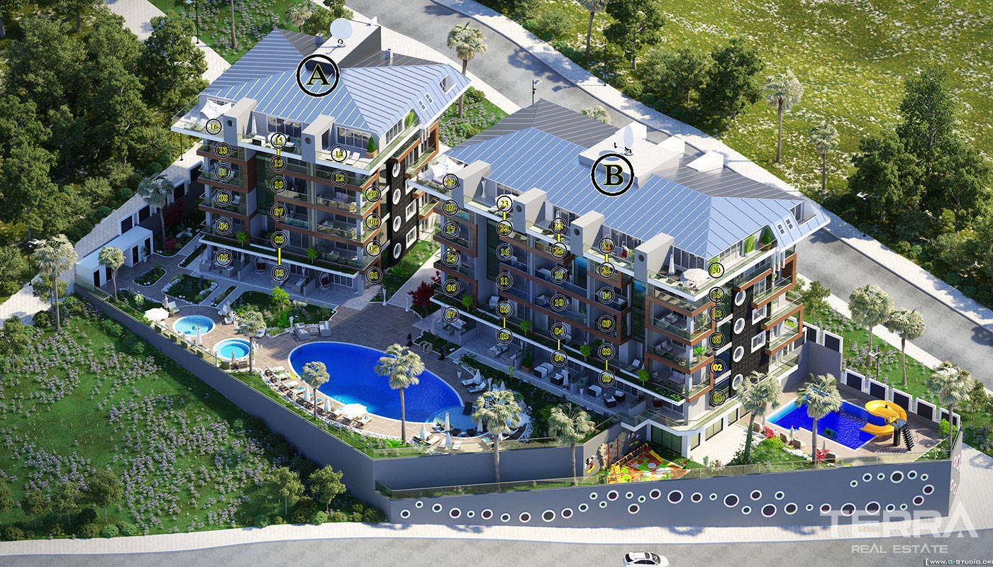 Cozy Residential Complex With Sea View Apartments in Alanya Kestel - 38059