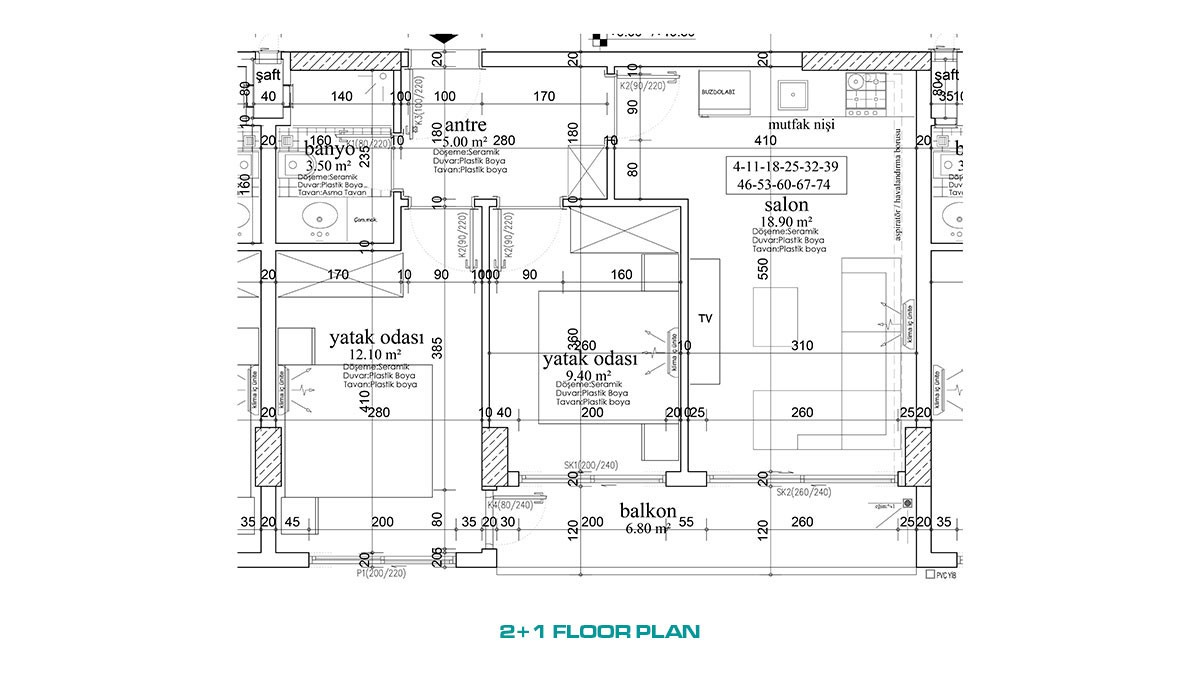 Appartements de Qualité à 700 m de la Plage de Mahmutlar à Alanya - 47580