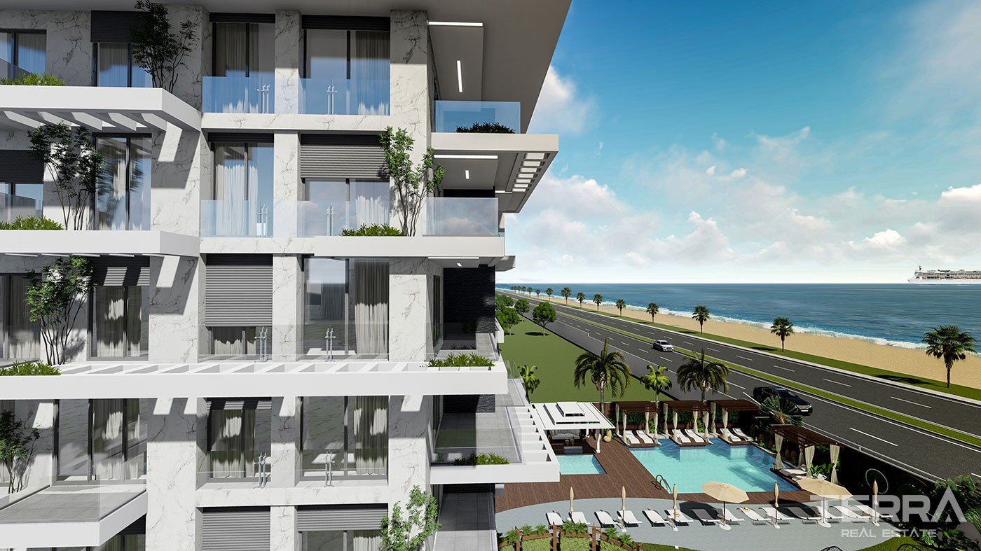 Luxury Development With Sea Front Apartments for Sale in Alanya Kestel