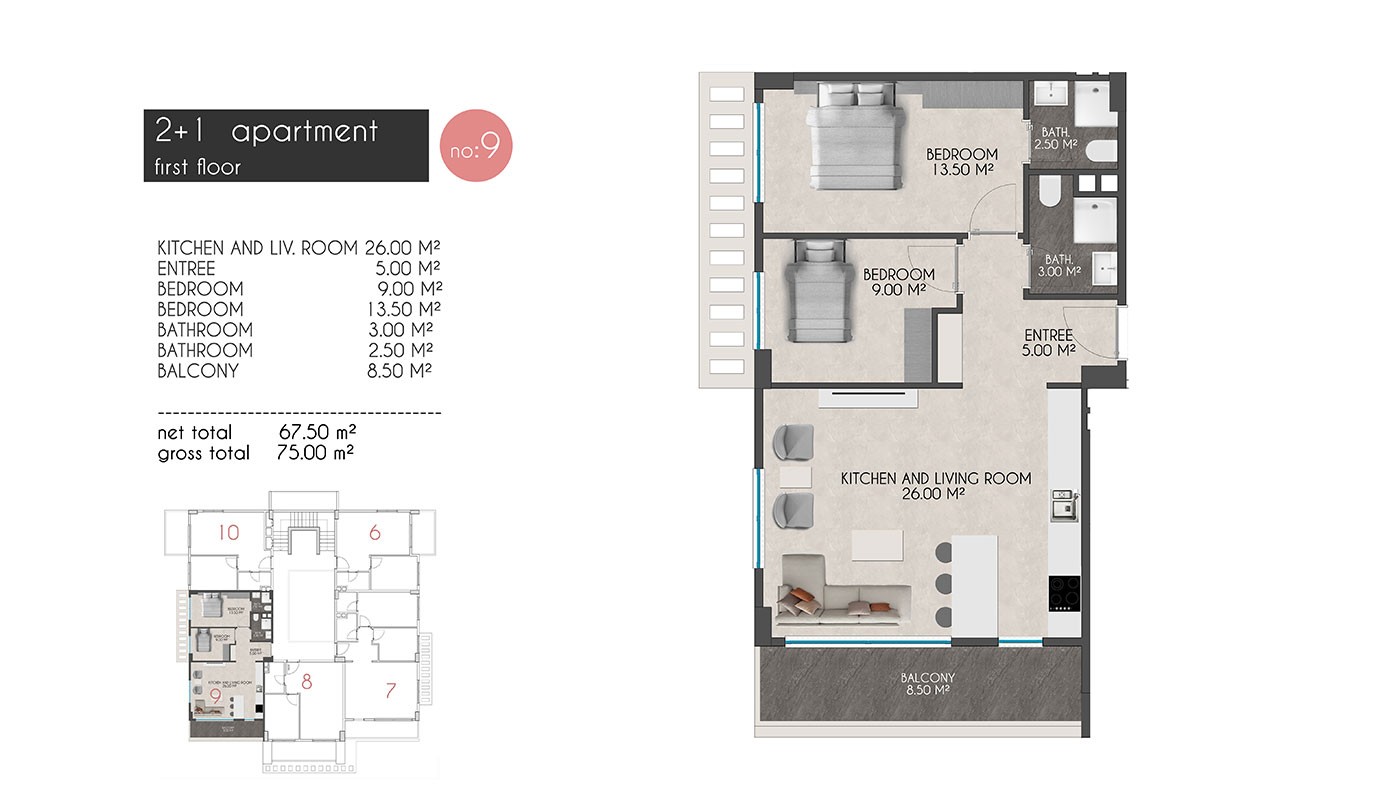 Appartements Modernes Dans la Résidence à 150 m de la Mer à Kestel - 39447
