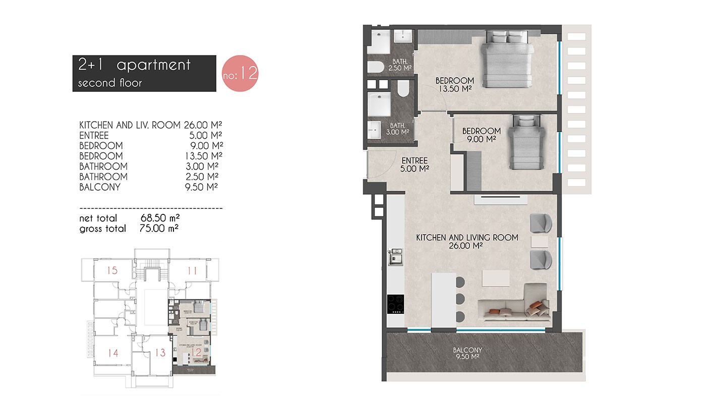 Appartements Modernes Dans la Résidence à 150 m de la Mer à Kestel - 39448