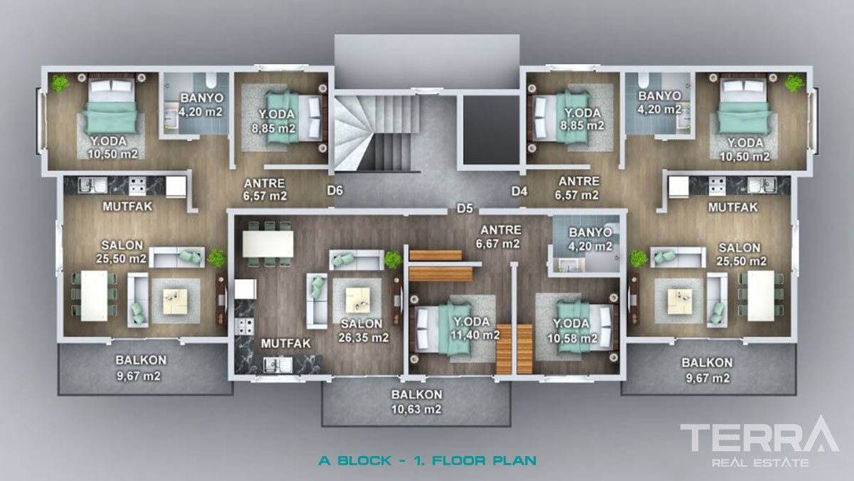 2 bedrooms Apartments Close to Shopping Areas in Fethiye Taşyaka - 40079