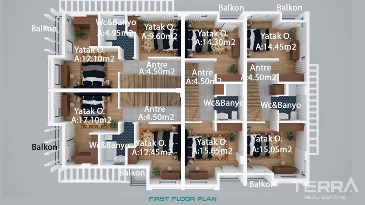 Semi-Detached House For Sale With Stylish Garden in Fethiye Centre - 40279