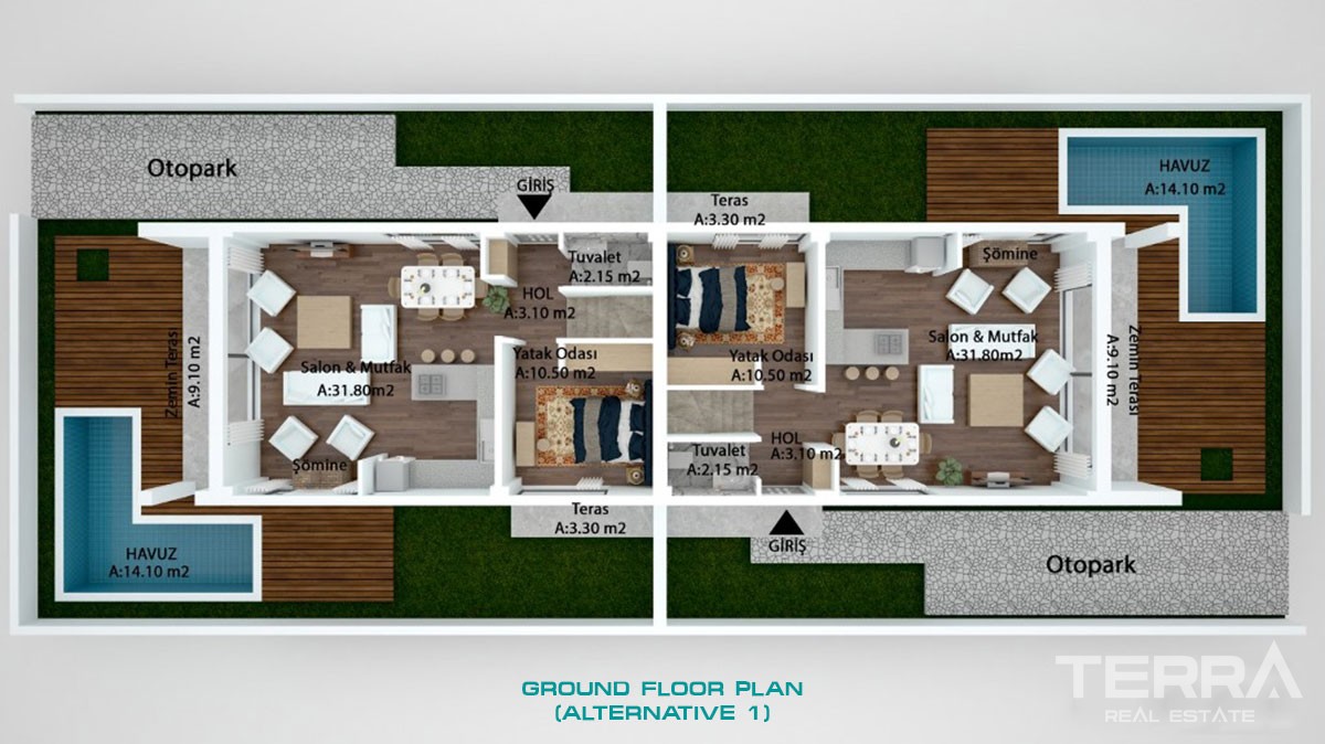 5 Bedrooms Detached Villa with Private Pool For Sale in Fethiye Town - 40321