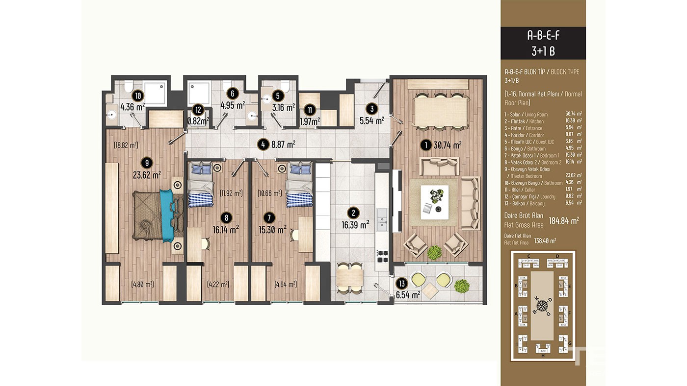 Luxurious Family Concept Apartments for Sale in Istanbul Beylikdüzü - 40381
