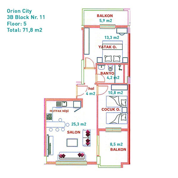 Sea view apartment for sale at Orion City in Avsallar/Alanya - 185