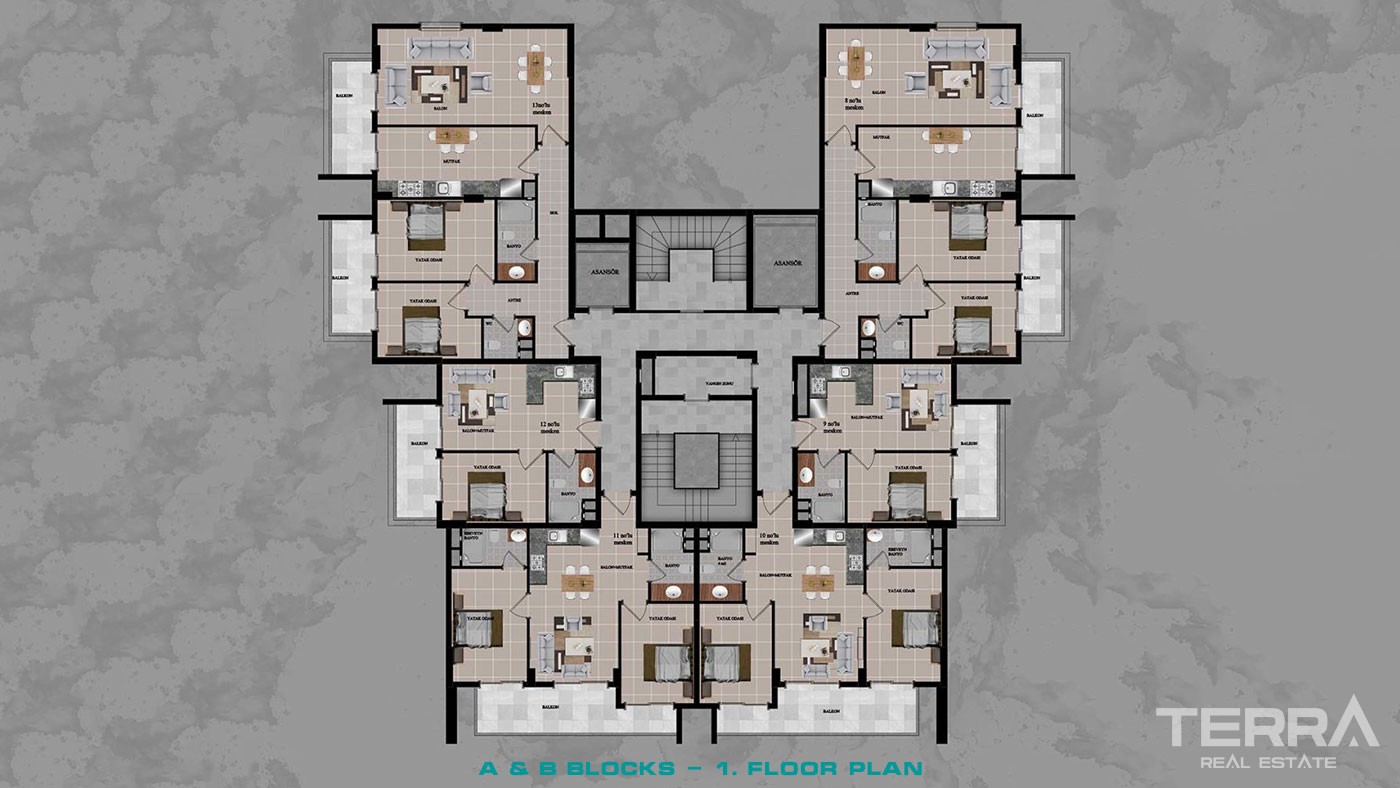 New Flats with Walking Distance to Beach to Buy in Avsallar Alanya - 43208