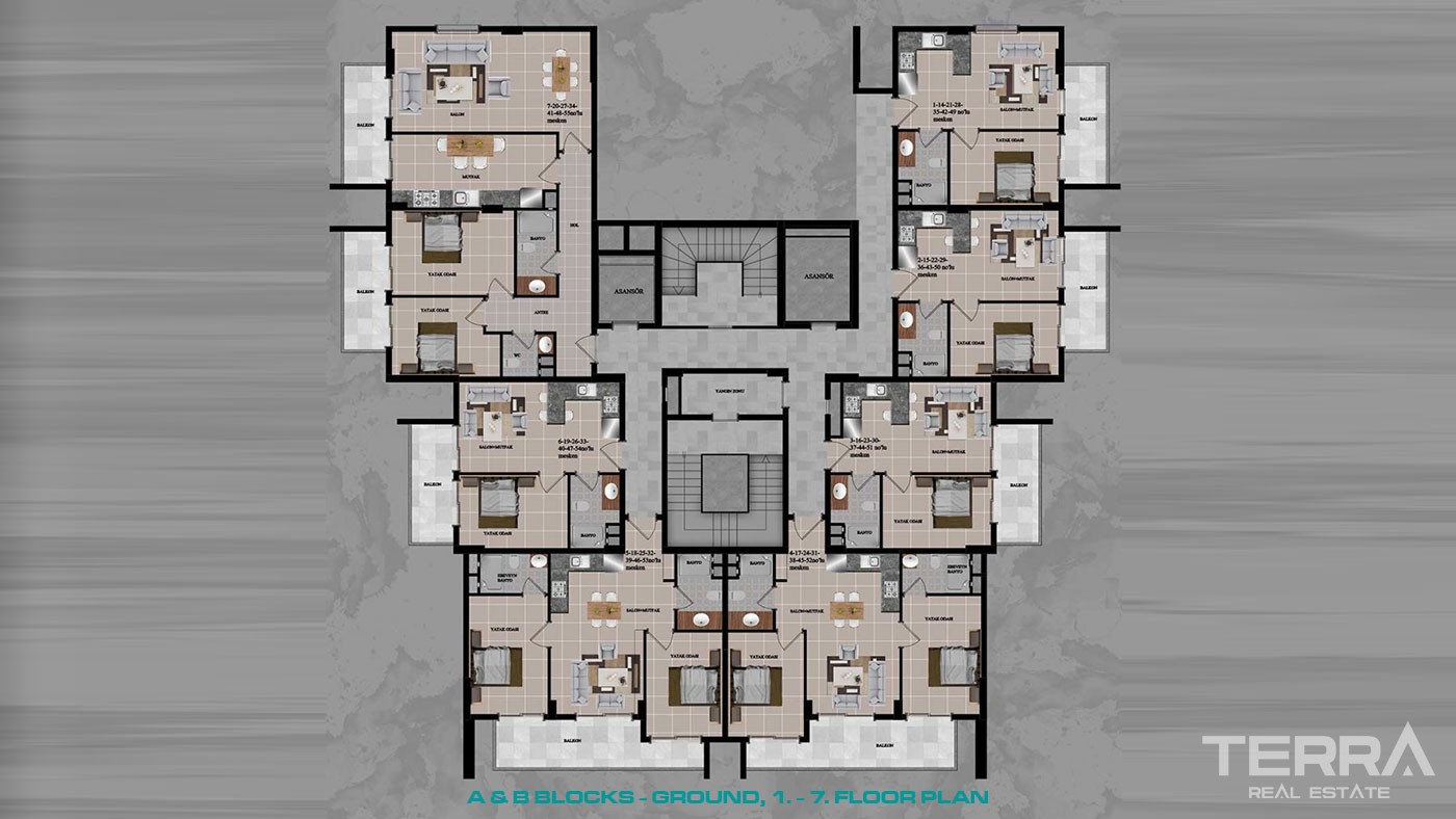 New Flats with Walking Distance to Beach to Buy in Avsallar Alanya - 43209