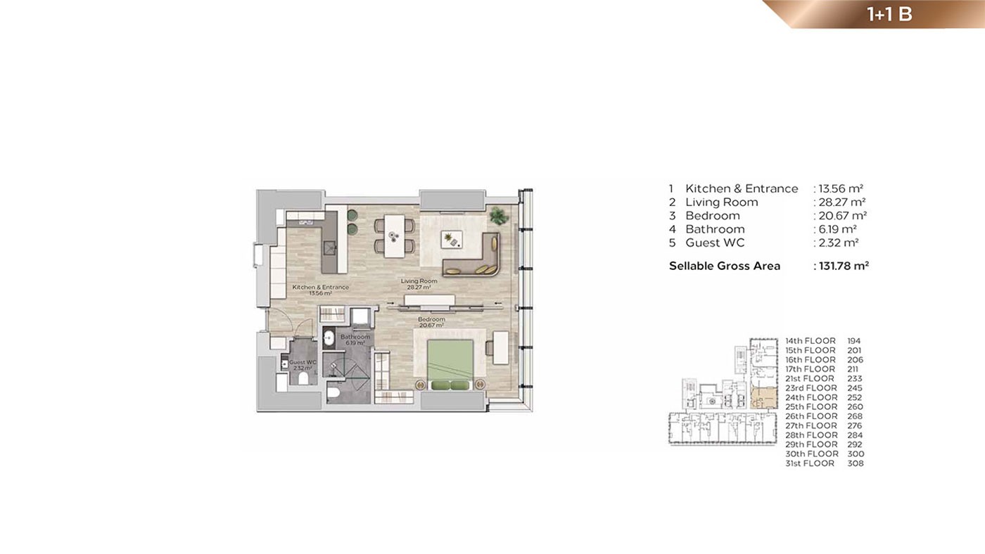 Appartements Haut de Gamme Dans la Tour à Şişli Istanbul à Usage Mixte - 42360