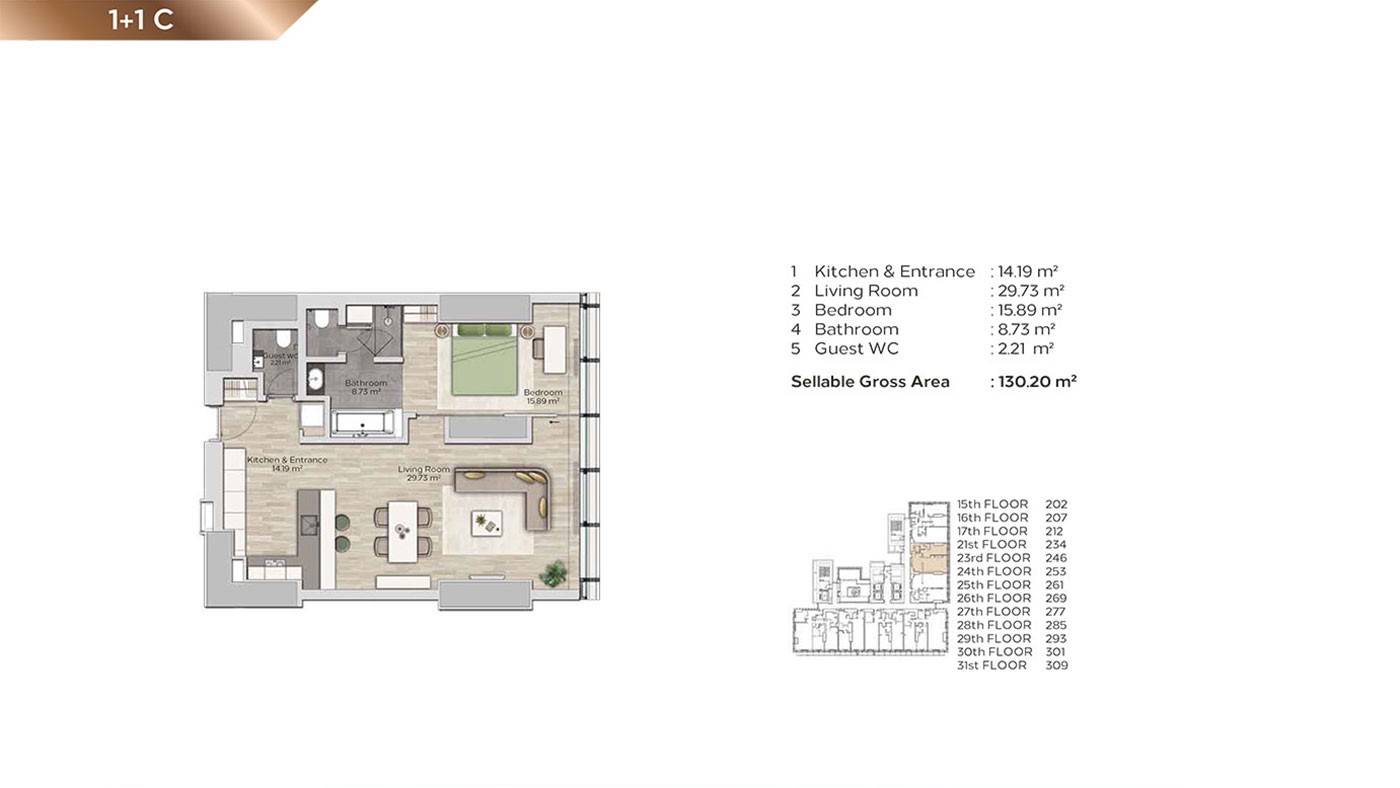 Appartements Haut de Gamme Dans la Tour à Şişli Istanbul à Usage Mixte - 42362