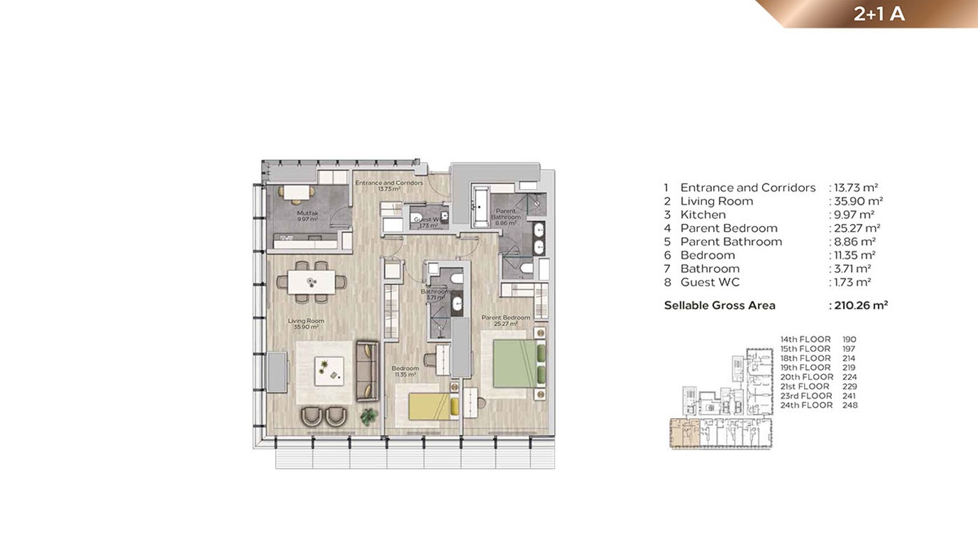 Appartements Haut de Gamme Dans la Tour à Şişli Istanbul à Usage Mixte - 42365