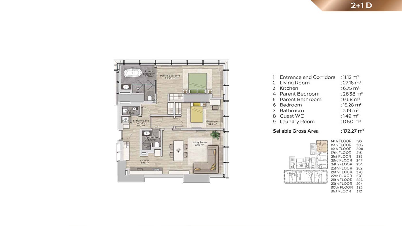 Appartements Haut de Gamme Dans la Tour à Şişli Istanbul à Usage Mixte - 42369