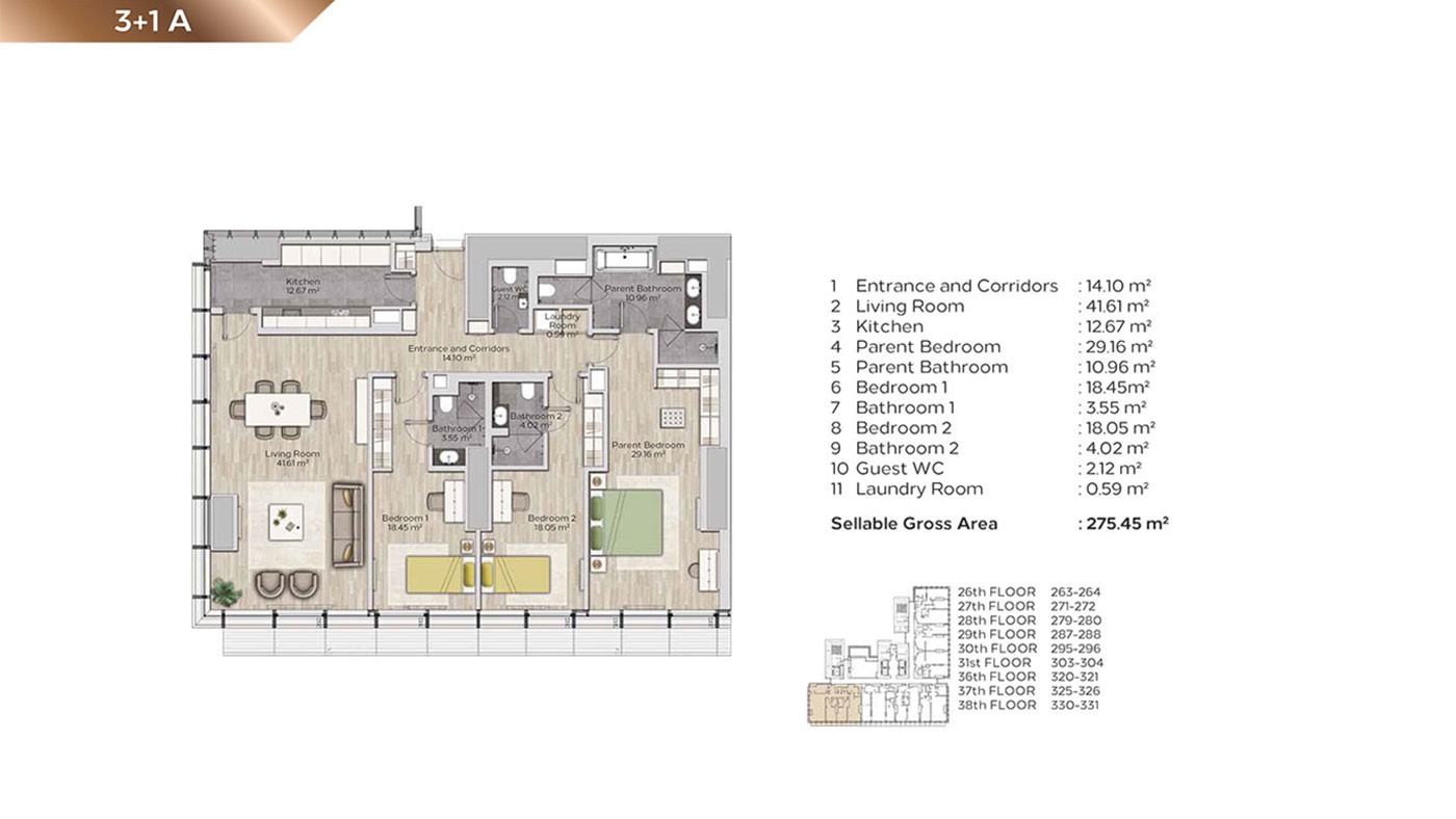 Appartements Haut de Gamme Dans la Tour à Şişli Istanbul à Usage Mixte - 42370