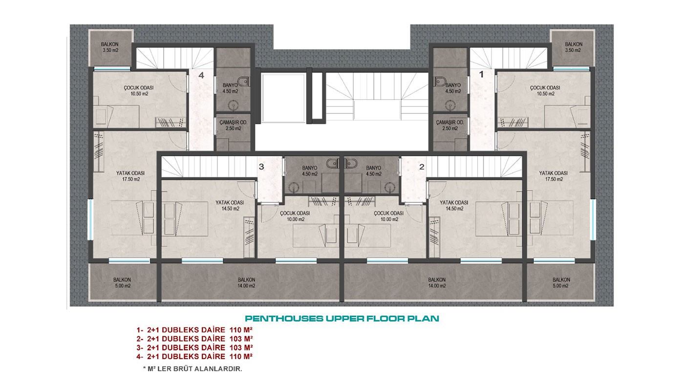 Fantastic 500 m Beach Distance Apartments for Sale in Alanya Mahmutlar - 43115