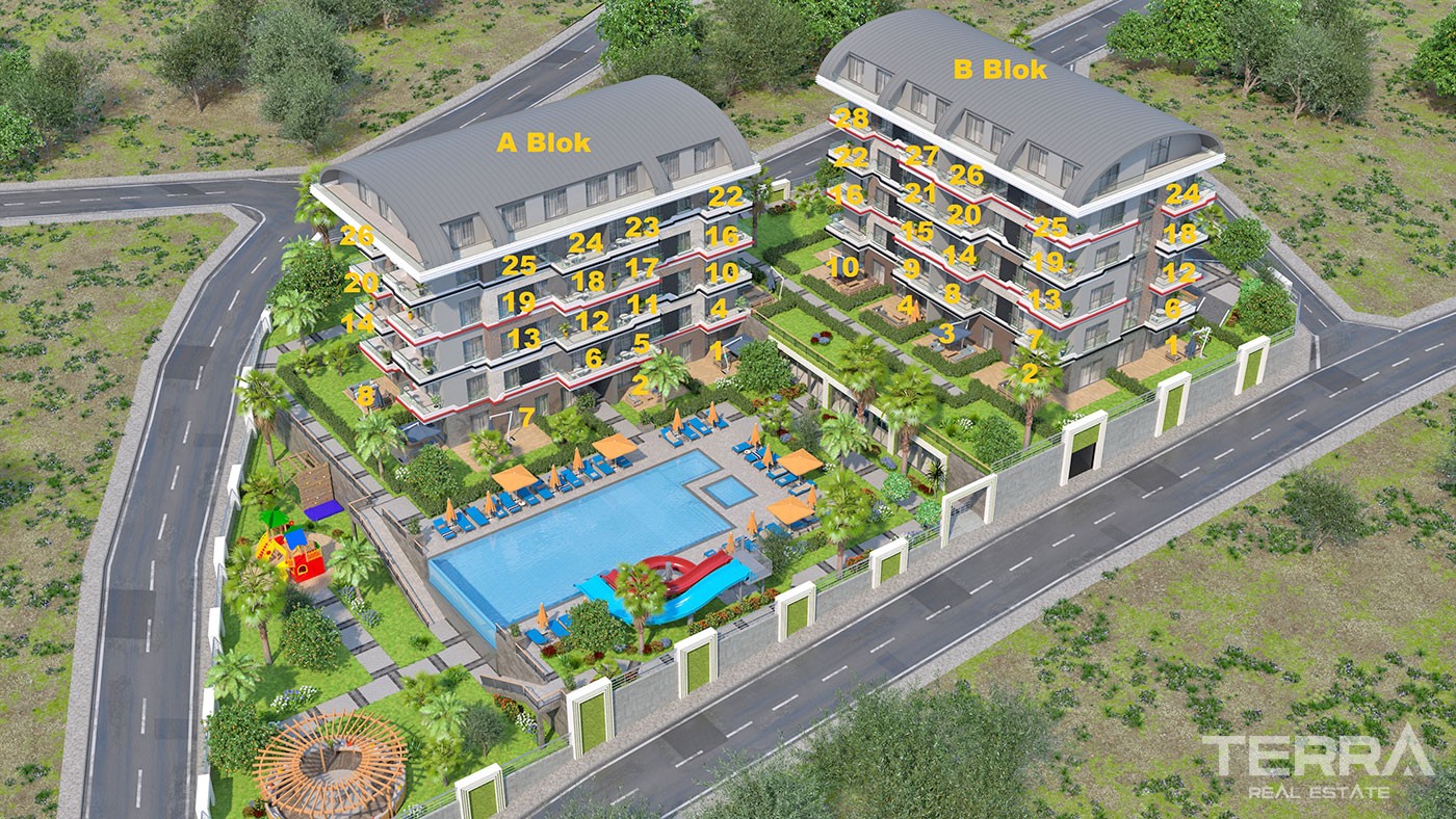 Sea and Mountain View Flats with Rich Amenities to Buy in Alanya - 43331