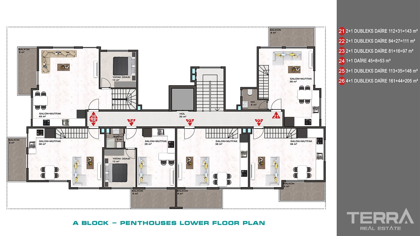 Sea and Mountain View Flats with Rich Amenities to Buy in Alanya - 43351