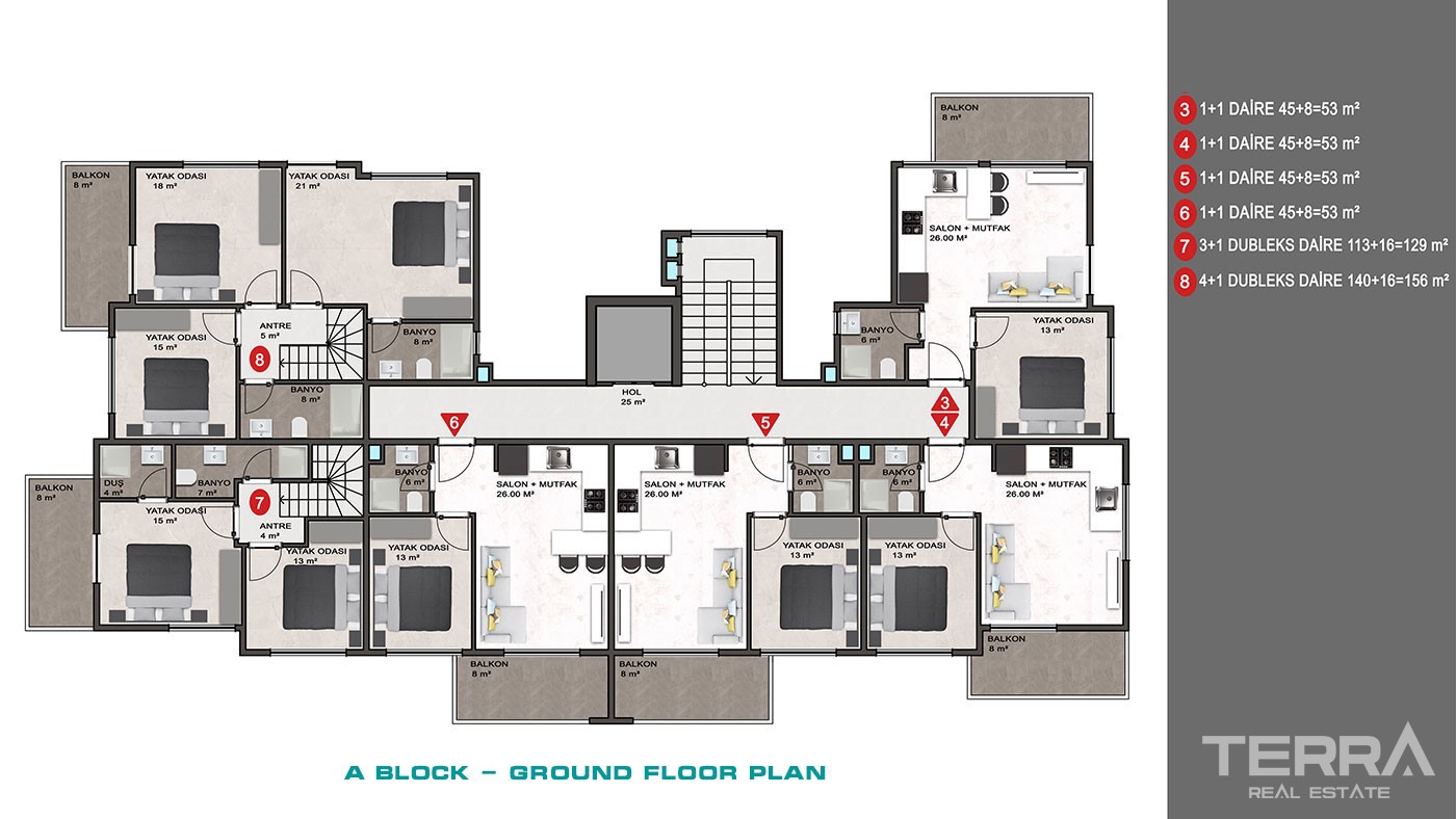 Sea and Mountain View Flats with Rich Amenities to Buy in Alanya - 43352
