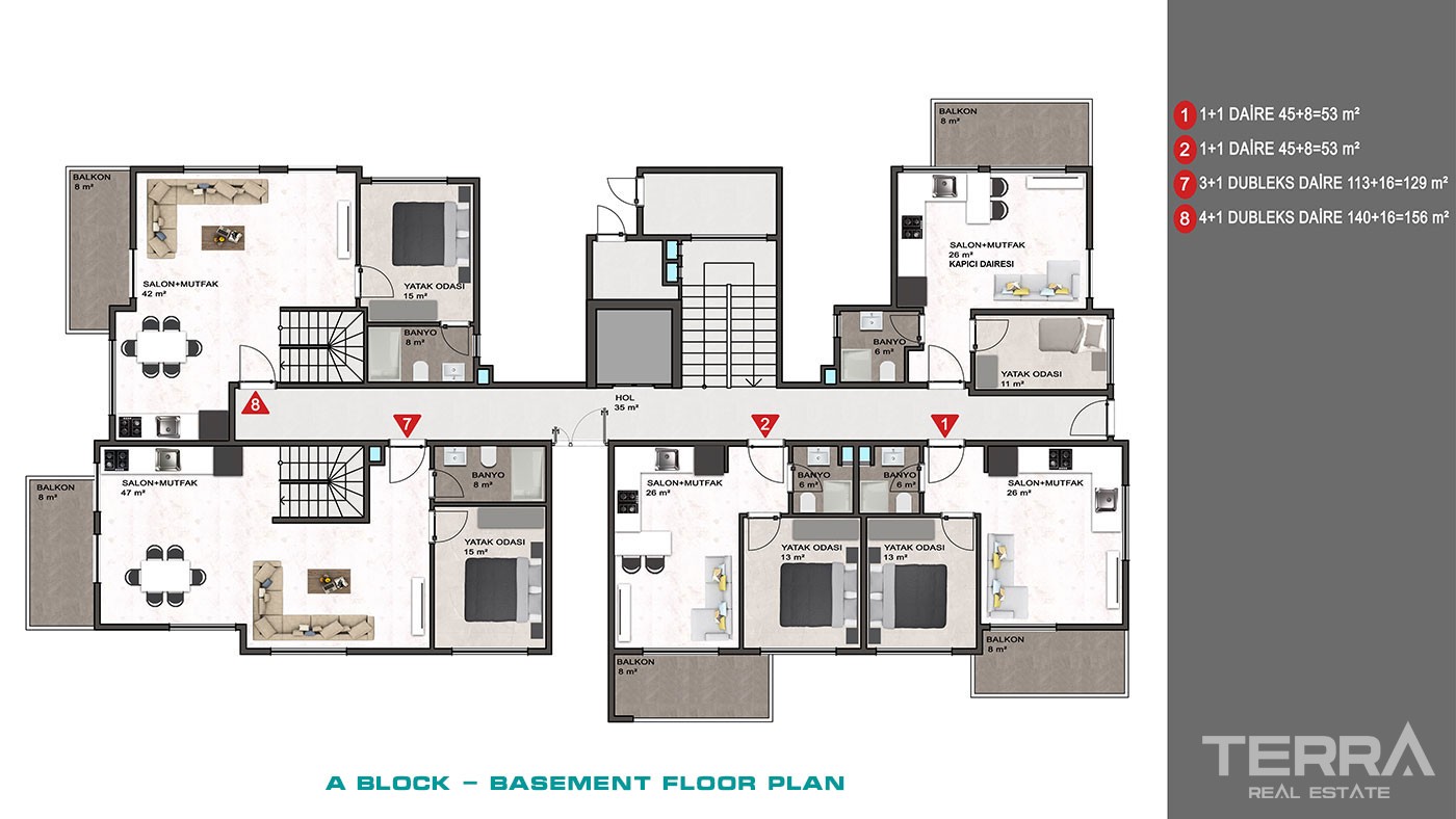 Sea and Mountain View Flats with Rich Amenities to Buy in Alanya - 43353