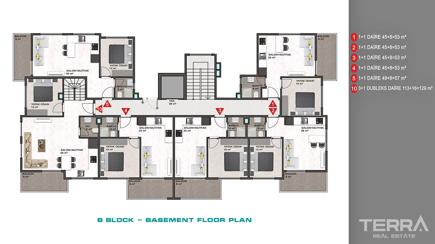 Sea and Mountain View Flats with Rich Amenities to Buy in Alanya - 43356