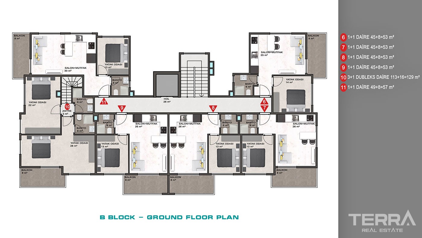Sea and Mountain View Flats with Rich Amenities to Buy in Alanya - 43358